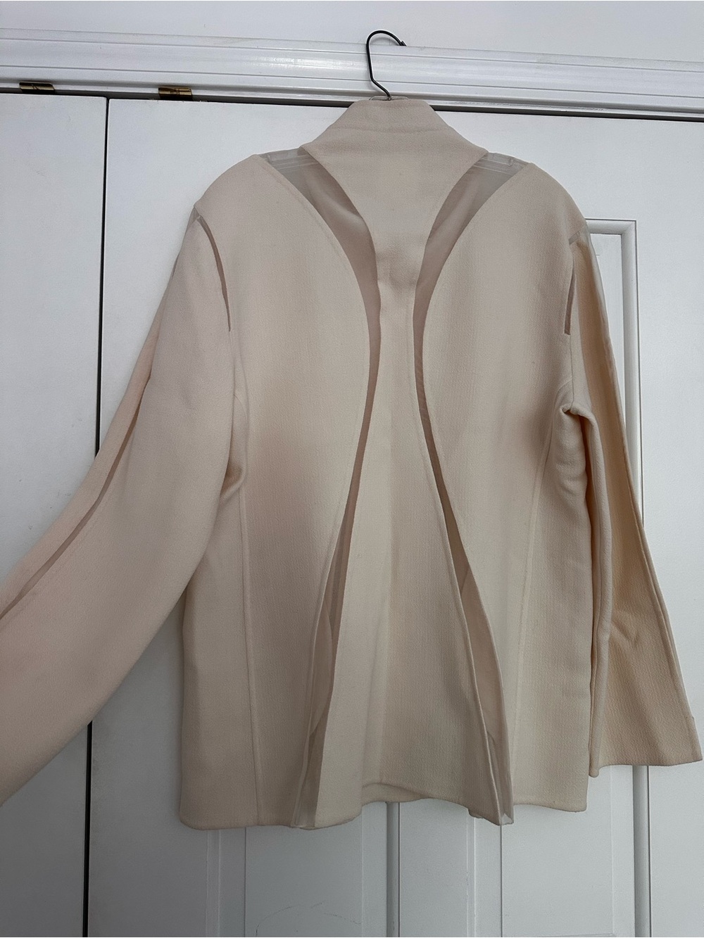Ralph Rucci CHADO 100% Wool Jacket Ivory Mesh Panel Architectural Size 18 - Picture 8 of 12